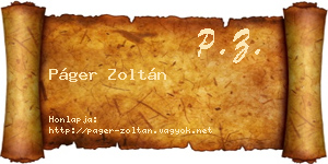 Páger Zoltán névjegykártya